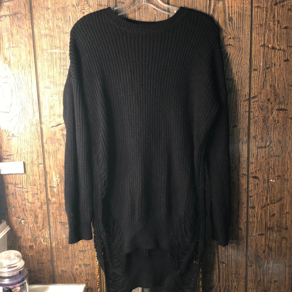Black Swetar Distressed Dress